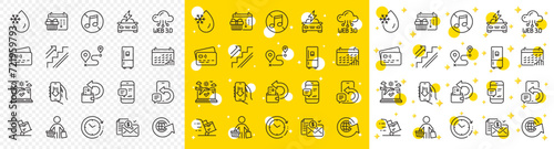 Outline Calendar graph, Refrigerator and Delivery cart line icons pack for web with Journey, Cash back, Buyer line icon. Smartphone notification, Christmas calendar. Vector