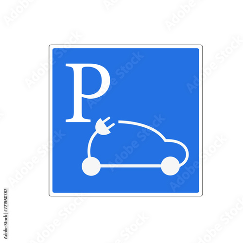 Panneau routier français: emplacement recharge pour voitures électriques