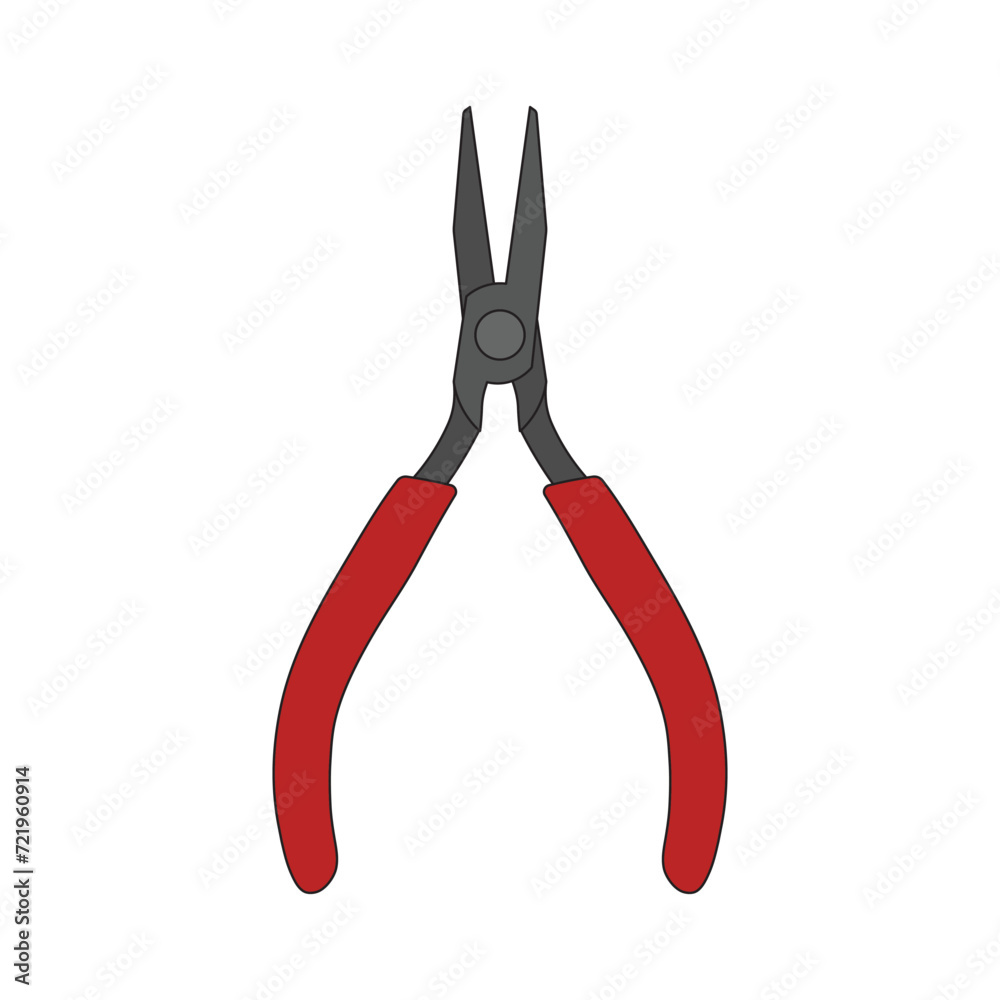 Kids drawing Cartoon Vector illustration flat nose pliers icon Isolated on White Background Kids drawing Cartoon Vector illustration flat nose pliers icon Isolated on White Background
