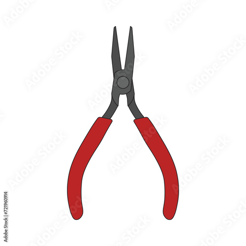 Kids drawing Cartoon Vector illustration flat nose pliers icon Isolated on White Background