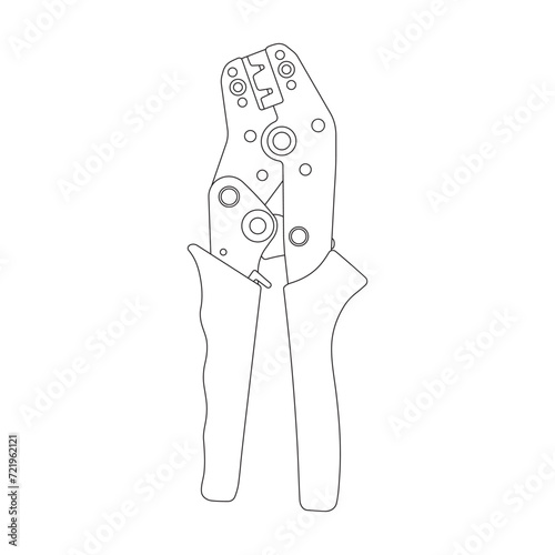 Hand drawn Kids drawing Cartoon Vector illustration crimping tool pliers icon Isolated on White Background