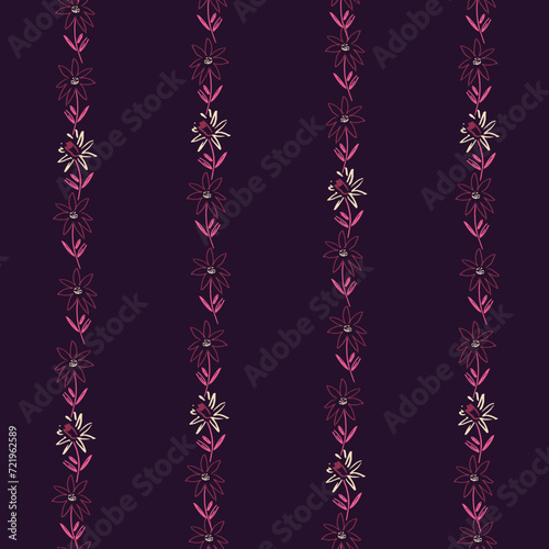 Cute hand drawn ditsy seamless pattern, pin stripes, colorful floral background, great for textiles, fashion, kids, wallpapers, wrapping - vector design