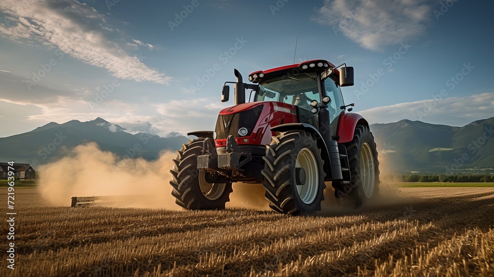 Obraz premium Tractor plowing