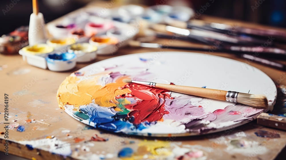 Use brushes to paint tubes on a palette. Use brushes to paint tubes on a palette.