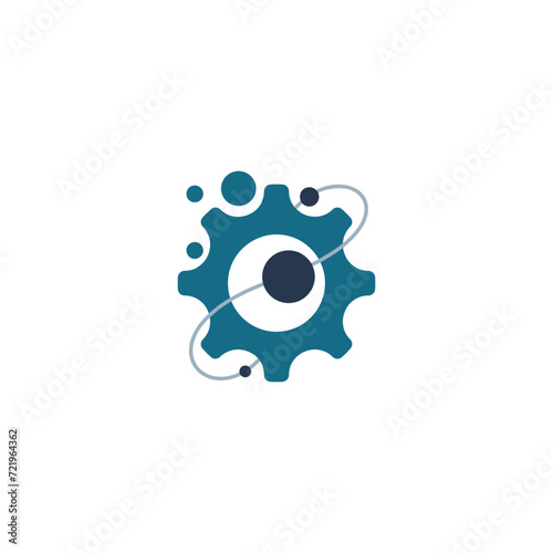 gear logo with atom line design illustration vector