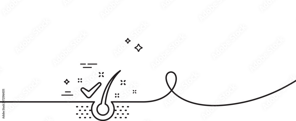 Anti-dandruff flakes line icon. Continuous one line with curl. Dandruff shampoo sign. Clean hair symbol. Anti-dandruff flakes single outline ribbon. Loop curve pattern. Vector Anti-dandruff flakes line icon. Continuous one line with curl. Dandruff shampoo sign. Clean hair symbol. Anti-dandruff flakes single outline ribbon. Loop curve pattern. Vector