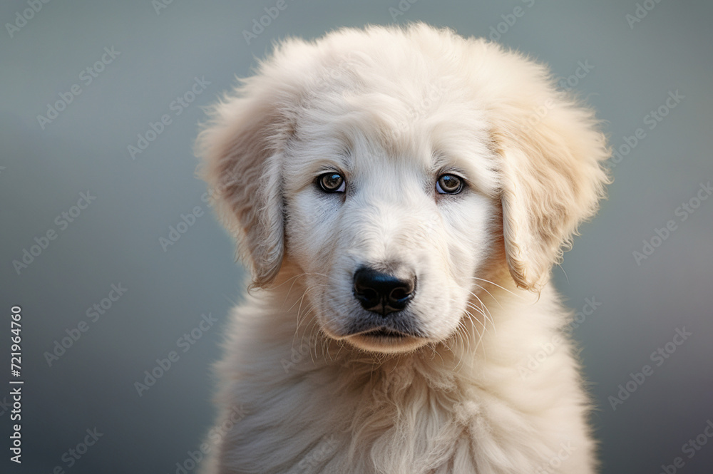 Hungarian Kuvasz puppy on a light background Hungarian Kuvasz puppy on a light background