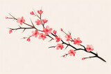 Pink blossoms nature plant floral cherry spring flowers tree branch illustration
