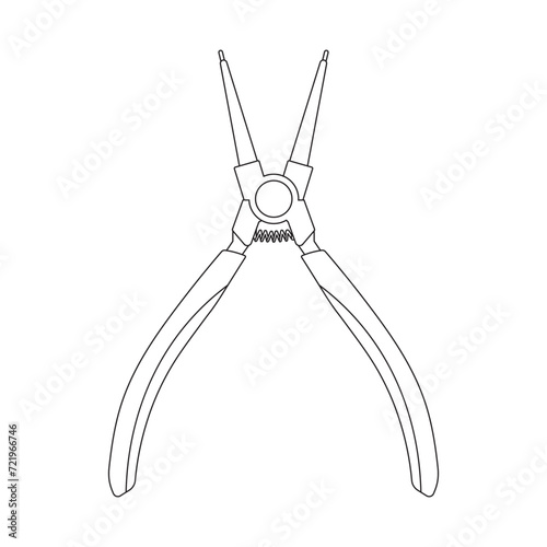 Hand drawn Kids drawing Cartoon Vector illustration snap ring Pliers icon Isolated on White Background