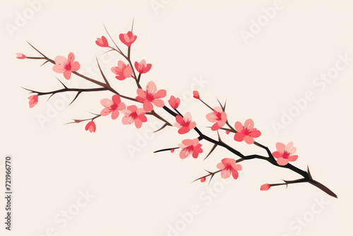 Pink blossoms nature plant floral cherry spring flowers tree branch illustration © SHOTPRIME STUDIO