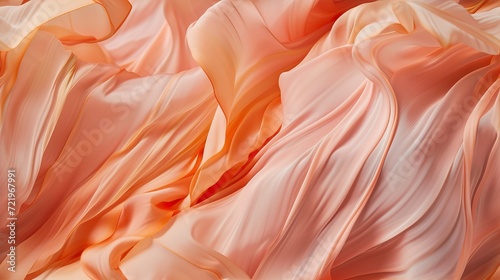 Closeup of overlapping peach fuzz color trend 2024 fabrics shot from above - AI Generated