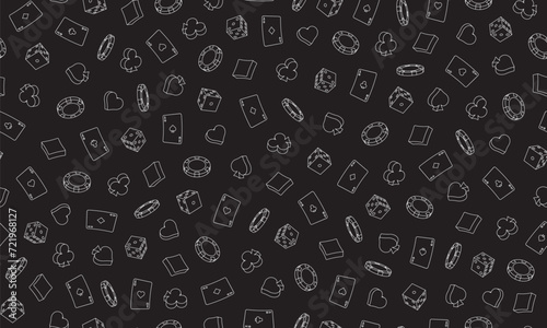 Seamless pattern for Poker or Casino. Background with game symbols. Vector template for your design.