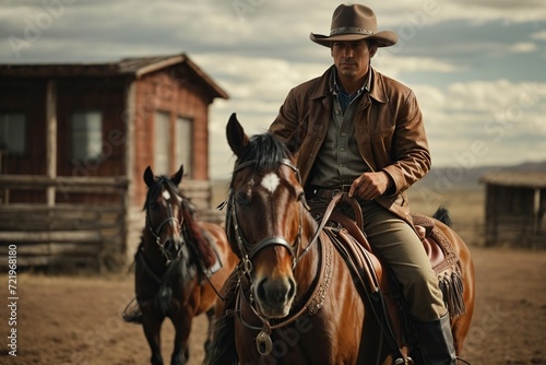 cowboy in a west town