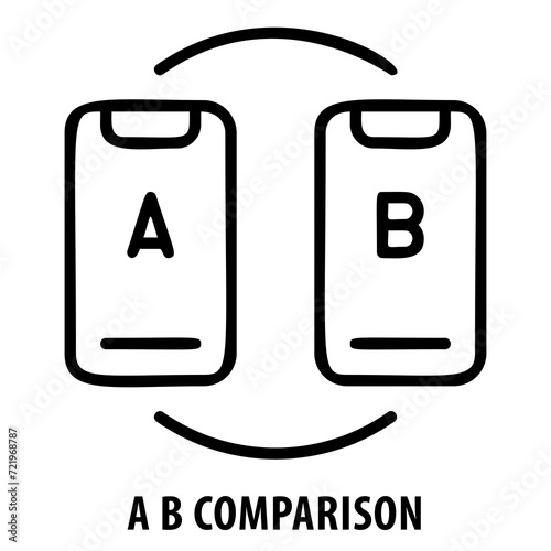 A B Comparison icon, PNG, versus, side by side, comparison, evaluate, contrast, analysis, decision making, choice, options, differentiate, alternatives, competing, assessing, appraising.