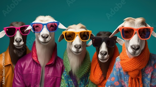 Groovy Goats in Shades: A Colorful Twist on Farmyard Chic