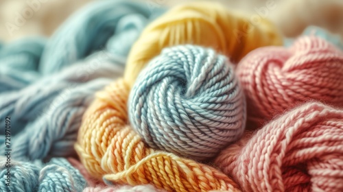 a close up of a bunch of yarns