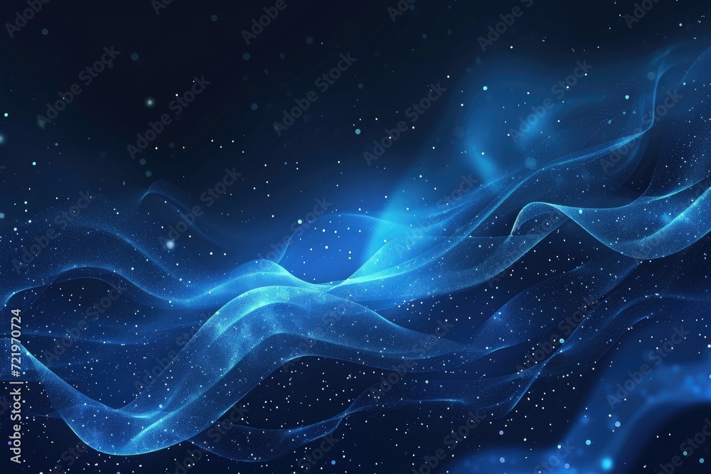 Fototapeta premium Luminous Blue Symphony: Abstract Background with Glowing Particles and Lines