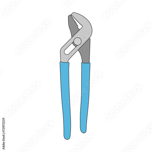Kids drawing Cartoon Vector illustration tongue and groove pliers icon Isolated on White Background