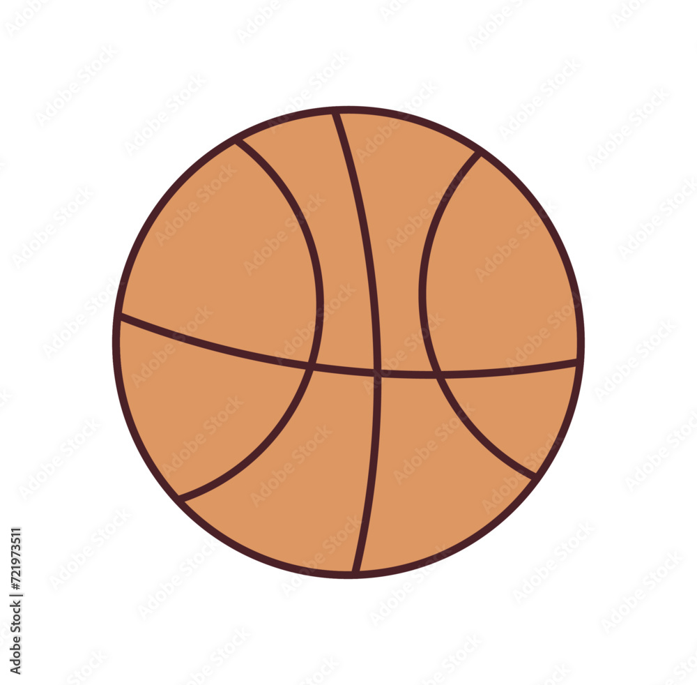 Basketball ball symbol and orange sport sphere, leather round object, professional game concept flat vector illustration.