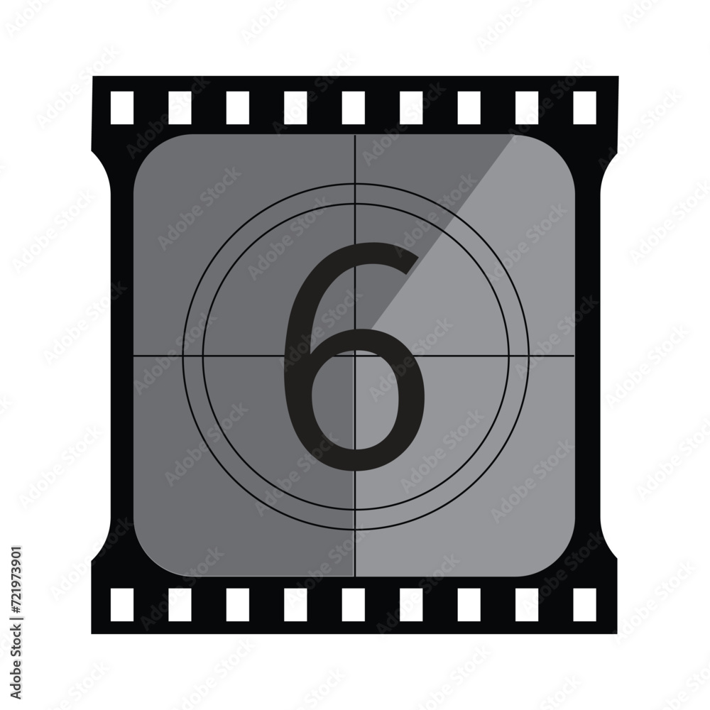 countdown frame. Art design. Old film movie timer count. Vintage retro cinema. Abstract concept graphic element. Universal leader. Number one - 6 countdown frame. Art design. Old film movie timer count. Vintage retro cinema. Abstract concept graphic element. Universal leader. Number one - 6
