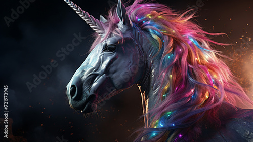 A unicorn with a beautiful rainbow color style