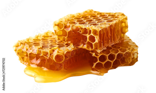 honeycomb with honey isolated on transparent background