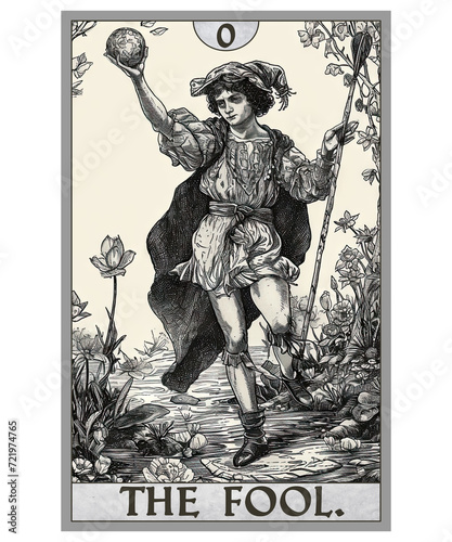 Vintage Tarot Card Number 0 The Fool