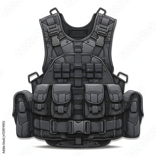 Bulletproof vest isolated on white background, flat design, png
 photo