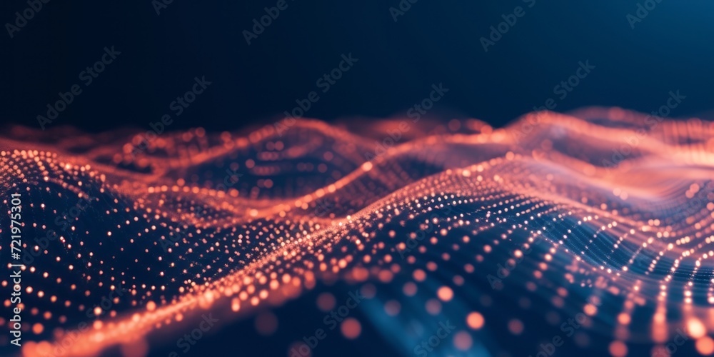 Abstract waves from particles and lines of pink futuristic beautiful flying glowing magical energy with sun rays and blur effect. Abstract blue background. Abstract waves from particles and lines of pink futuristic beautiful flying glowing magical energy with sun rays and blur effect. Abstract blue background.