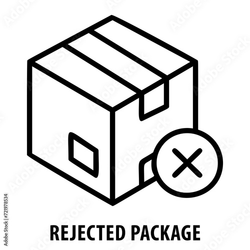 Rejected package, rejection, return, refused, rejected package icon, decline, refusal, denied, shipping return, delivery rejection, reject symbol, package return, denied delivery, unaccepted