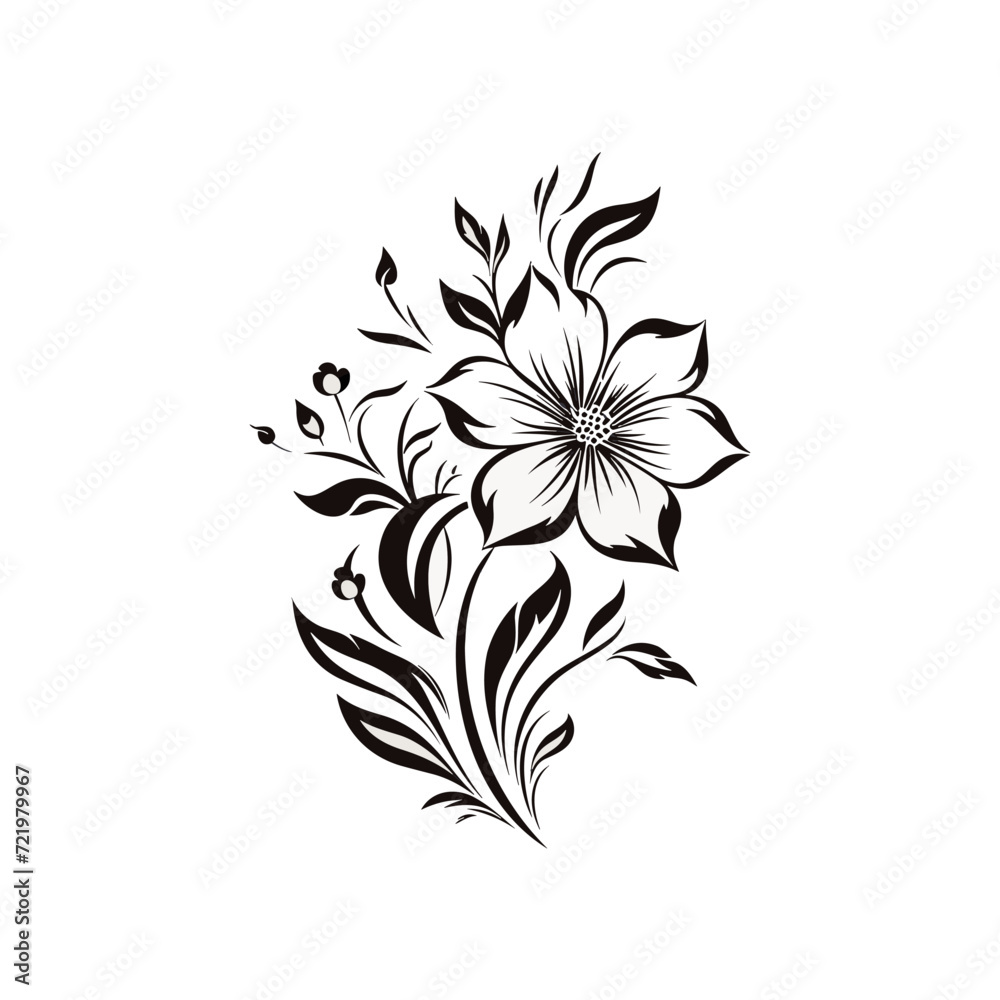 Beautiful minimalist flower illustration art.