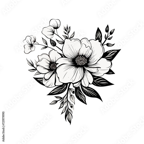 Beautiful minimalist flower illustration art.