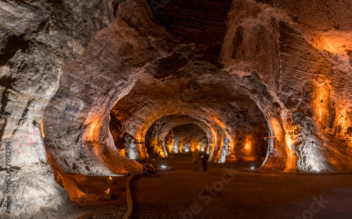 Inside the salt cave in the salt mountains of Idir, Toulz Luka District, Turkey. photo