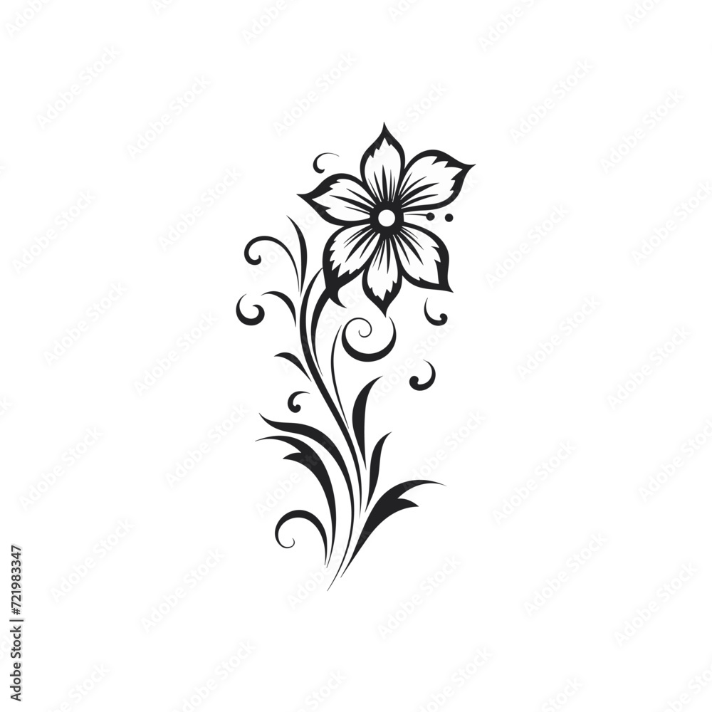 Beautiful minimalist flower illustration art.
