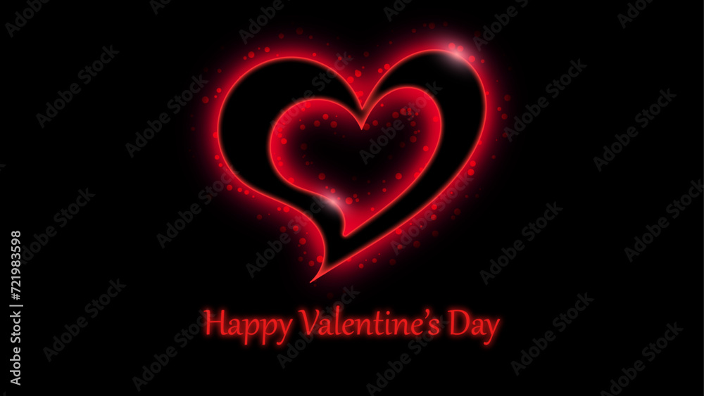 Shining heart for Valentine's Day. Congratulations on Valentine's Day. Greeting card.