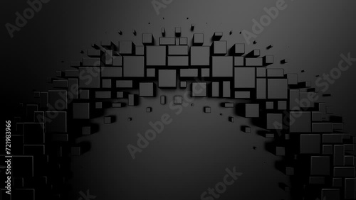 Geometric Shapes Form a Wave. Abstract motion, two color, 3d rendering, 4k resolution
