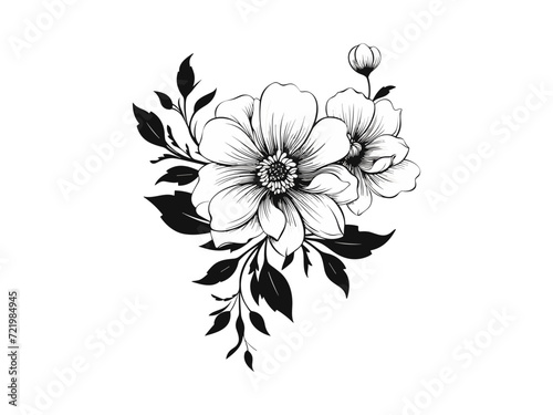 Beautiful vintage minimalist flower illustration art.