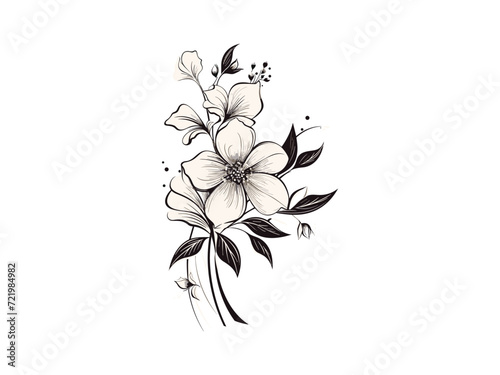 Beautiful vintage minimalist flower illustration art.