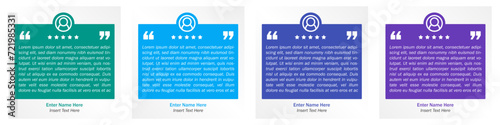 Square Testimonial Box Vector Template. Flat colored quote shape
