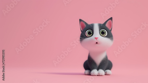 A vibrant 3D cartoon cat, full of personality, against a gentle pink backdrop. © stocker