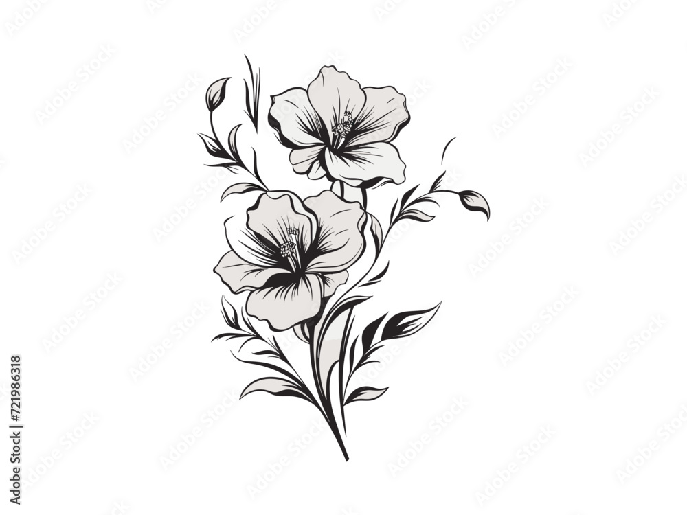 Obraz premium Beautiful minimalist flower illustration art.