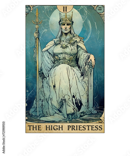 Vintage Tarot Card Number 2 The High Priestess