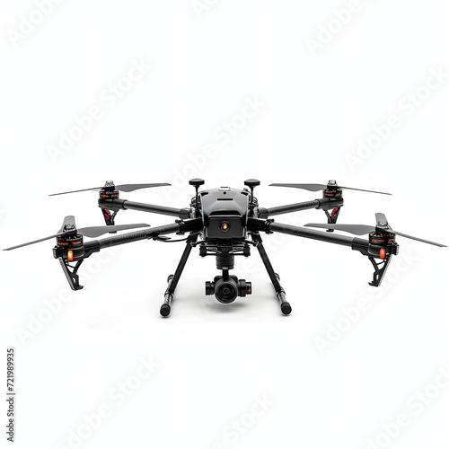 Police drone isolated on white background, hyperrealism, png
