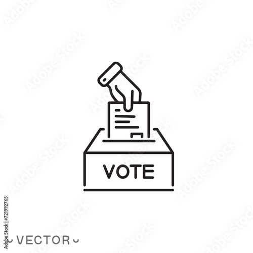 Ballot and election line vector icon. Vote and selection vector illustration. Ballot box linear sign. thin line symbol isolated on white background, editable stroke eps 10 vector illustration