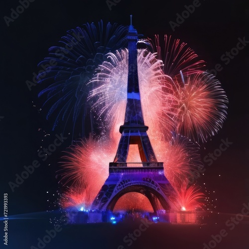 eiffel tower city at 4th july independence  © azait24