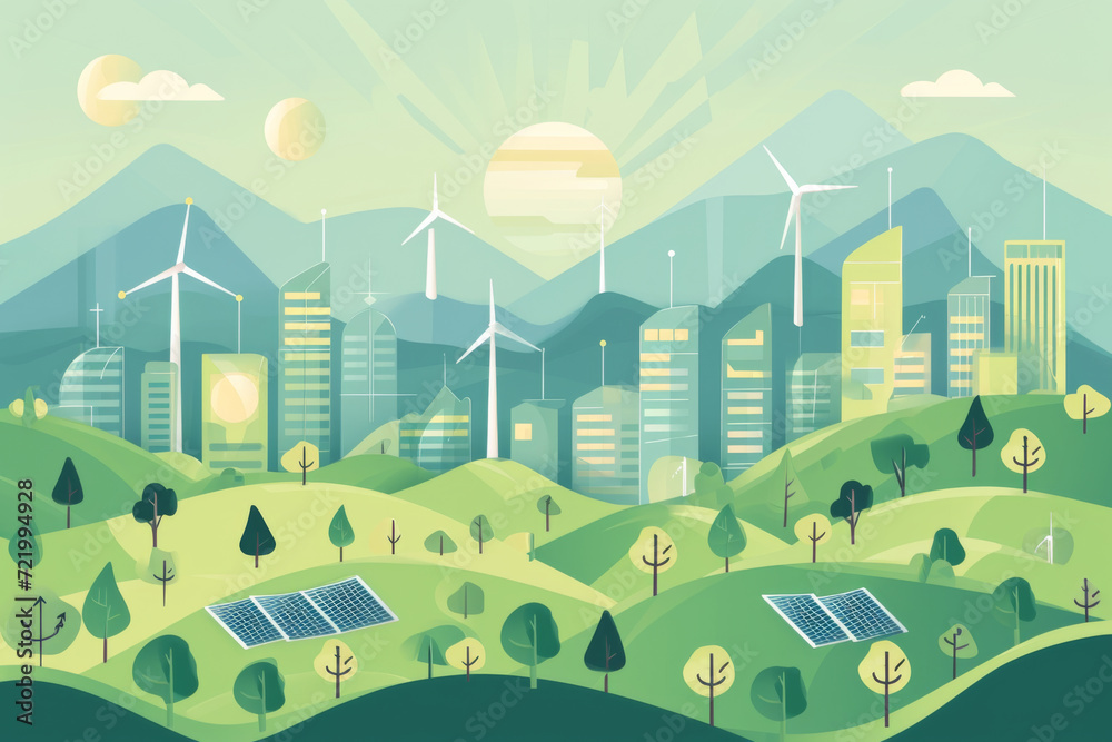 Vector illustration in simple minimal geometric flat style - city ...