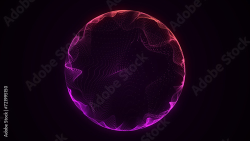 Abstract sci-fi sphere with particles and lines. Technology network connection on world. Futuristic illustration. Global digital connections ai. 3D wireframe geometric sphere. 3D rendering.