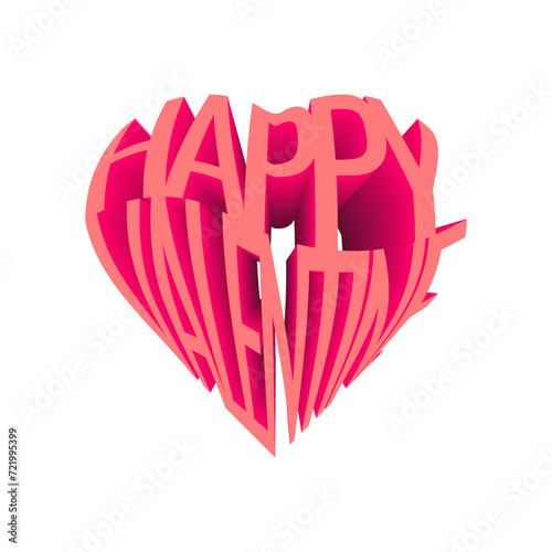 Happy Valentine's day 3d design isolated on white