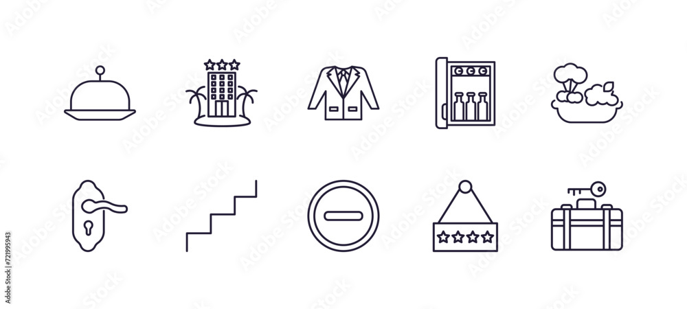 editable outline icons set. thin line icons from hotel and restaurant ...