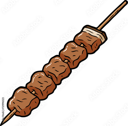 Vector Cartoon Pork Barbecue On Skewer